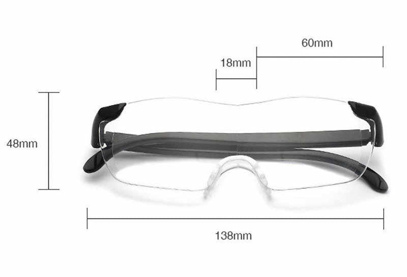 180% LED Lighted Magnifier Eyeglasses for Reading Hobbies and