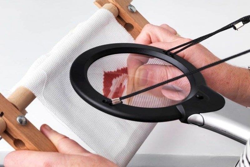 Hands Free 2 LED Loupe Lighted Reading Magnifier Wear Sewing Magnifying  Glass